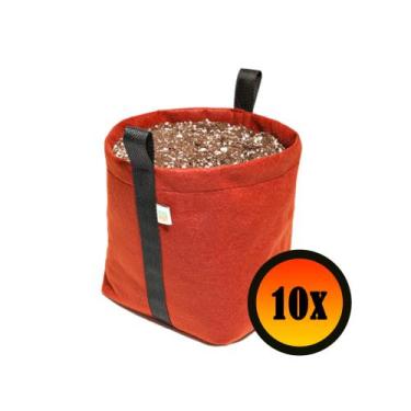 Imagem de 10 Vasos De Planta De Feltro 11 Litros Com Alças King Pot, Vermelho
