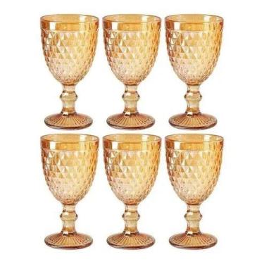 Imagem de  12taças Vidro Bico Abacaxi Metalizada Prata Dourado - Gira Home Goods