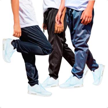 Imagem de Kit 3 Calças Infantil Tecido Helanca Flanelado com Bolso Traseiro 376 