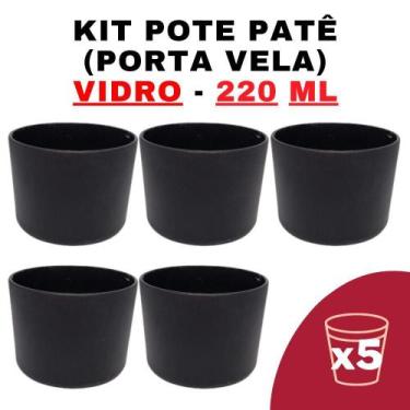 Imagem de Kit Potes De Vidro Jateado Patê Preto Tampa 220Ml - Senhora Madeira