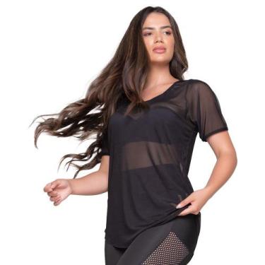 Imagem de Kit 2 Blusa de Tule Academia Fitness com Manga Curta Tapa Bumbum - All