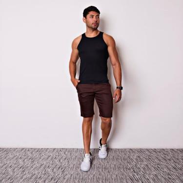 Imagem de Bermuda Masculina Esporte Fino em Sarja - I.Con, Chocolate, 44