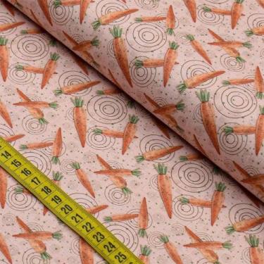 Imagem de Tecido Estampado para Patchwork - Páscoa : Mini Cenouras Rosa (0,50x1,