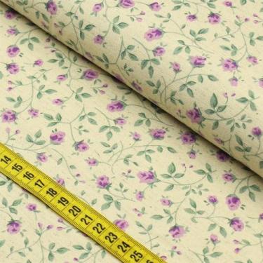 Imagem de Tecido Blend de Linho para Patchwork - Floral Roxo cor 06 (0,50x1,50) 