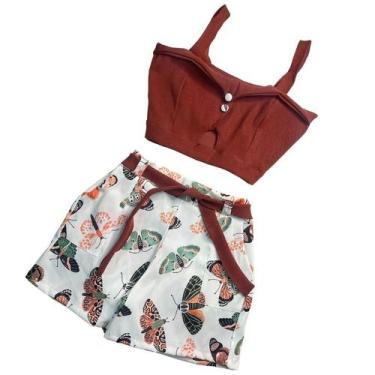 Imagem de Conjunto Plus Size Feminino Cropped Short Estampado 1831 - Bellucy Mod