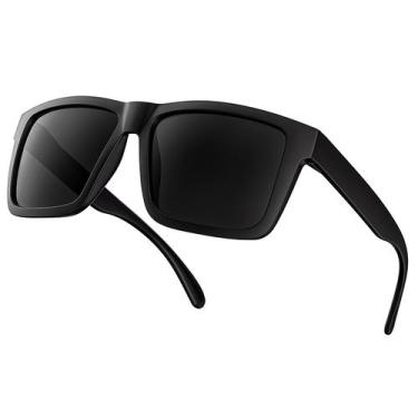 Imagem de Óculos De Sol Masculino Quadrado Proteção Uv400 Polarizado Preto Fosco