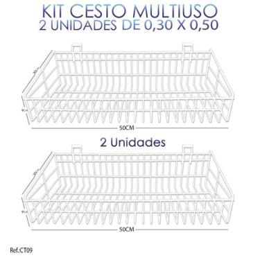 Imagem de Cesto Para Painel Canaletado Branco - 0,50 x 0,30 x 0,09 - 2 Unidades 