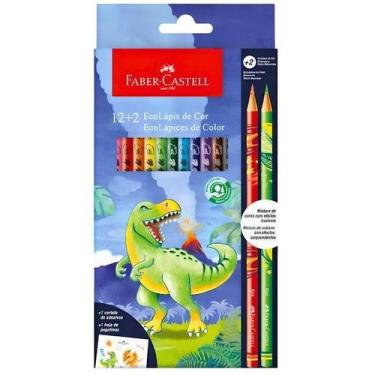 Imagem de Lápis de Cor EcoLápis Dinossauro 12+2 Cores Faber Castell