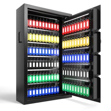 Imagem de XDeer Suporte de parede com 122 chaves para chave, compartimento para chave de depósito antirroubo avançado e luz LED, armário com chave com combinação e trava de chave, seguro para hotéis, escritórios, empresas e concessionárias de carros