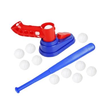 Imagem de oshhni Crianças jogando máquina de brinquedo indoor esportes ao ar livre jogo máquina de rebatidas presente lançador de beisebol com morcegos e 10 bolas de