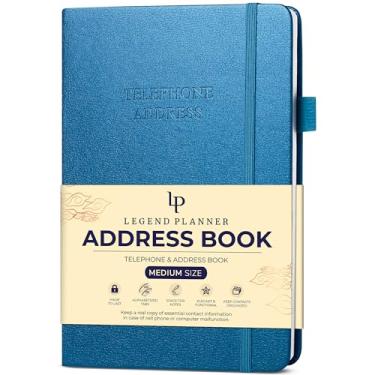 Imagem de Legend Planner Agenda de endereços com abas alfabéticas – Livro de contatos telefônicos para números de telefone, endereços, senhas, médio (azul místico)