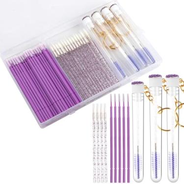 Imagem de 154 kits de ferramentas descartáveis para aplicadores de maquiagem, misturando 4 peças de varinhas de rímel de diamante descartáveis, 50 pincéis de delineador, 100 pincéis microaplicadores para