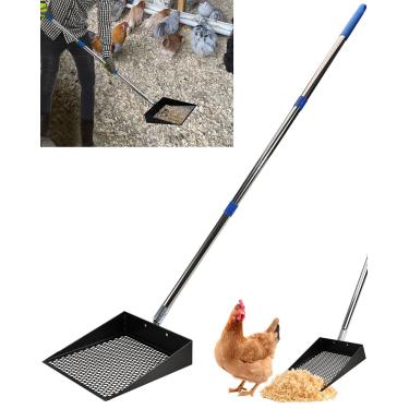 Imagem de YQDHYLYH Colher grande para cocô de galinha, colher de areia para frango, ferramentas de limpeza de galinheiro, pá de cocô resistente para acessórios de galinheiro (preto)