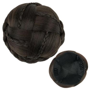 Imagem de IMISSU Cobertura de cabelo trançado chignon dançarina rosquinhas scrunchies mulheres coques de cabelo peruca updo (M3 Chocolate marrom)