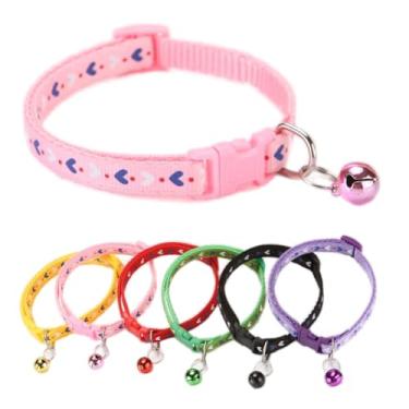 Imagem de Coleira de cachorro XXS com sino, coleira de identificação de nylon macio rosa para filhotes de cachorro com sinos e fivela ajustável para XXS Xs Tiny Little Pet fêmeas, pescoço 19 a 32,5 cm