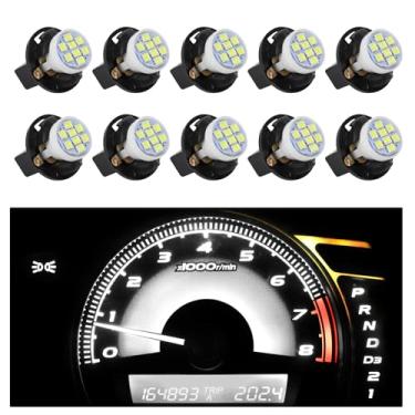 Imagem de Wogomz 10 conjuntos de lâmpadas LED para instrumentos de painel T10 194 168, lâmpadas indicadoras de cluster de painel brilhante com soquete de trava de torção, luzes de substituição de carro para