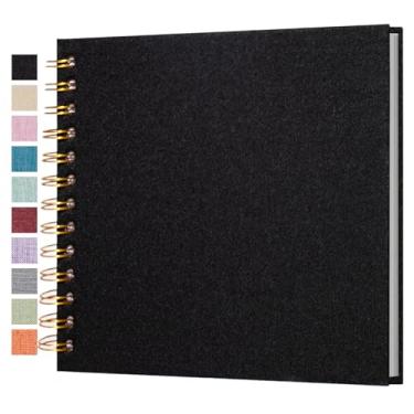 Imagem de Cherrich Pequeno Álbum de Recortes 7X7", Álbum de Fotos de Linho, Mini Álbum de Recortes, Livro de Memórias de Páginas Brancas Kraft para Casamento, Bebê, Família, Formatura, Viagem, Cachorro, Férias