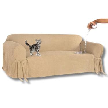 Imagem de Capa para Sofá de 4 Lugares em tecido Acquablock impermeável Para Animal Cachorro Gato Criança Cor:Bege