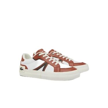Imagem de Lacoste Tênis masculino L004, Marrom/branco, 45