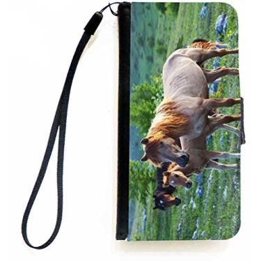 Imagem de Rikki Knight Capa carteira flip Three Horses in Field com aba magnética para Apple iPhone 5c