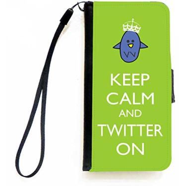 Imagem de Rikki Knight Keep Calm and Twitter On Lime Green Color Flip Wallet Case com aba magnética para Apple iPhone 5c