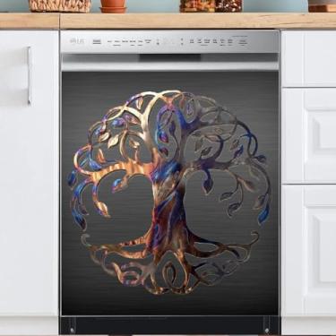 Imagem de Adesivo de vinil com tampa de máquina de lavar louça, ímã de geladeira de aço inoxidável preto, adesivo magnético para lava-louças de cozinha (aço inoxidável preto 58 cm L x 66 cm A