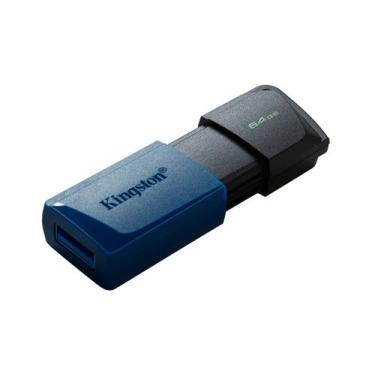 Imagem de pendrive 64 gb kingston usb 3.2 preto com azul