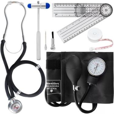 Imagem de Kit Martelo Goniômetro Com Aparelho De Pressão Esteto Preto E Trena PA