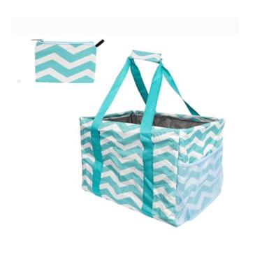 Imagem de Sacola utilitária extragrande – Bolsa dobrável grande com moldura de arame, durável e reutilizável para praia, compras, lavanderia, porta-malas, armazenamento e viagem – Inclui bolsa de 12 x 17 cm com