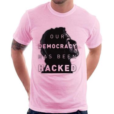 Imagem de Camiseta Our Democracy Has Been Hacked - Foca na Moda, Rosa bebê, GG