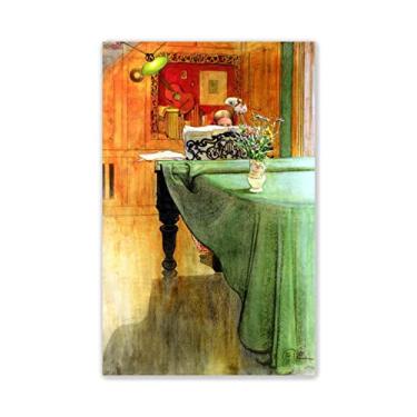 Imagem de JZSDGB Carl Larsson Prints-Famous paintings wall art - "Brita at the Piano" - Reprodução em tela - arte de parede Imagens de paisagem para decoração de sala de estar 40 x 60 cm (16 x 24 pol) sem