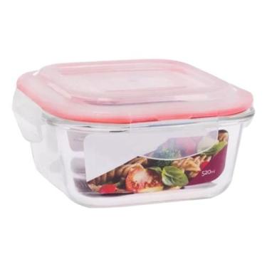 Imagem de Pote Vidro Hermético Trava Quadrado 520ml Marmita Sobremesa - Ecos