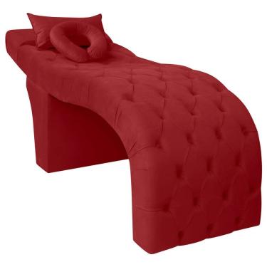 Imagem de Maca Estética Charme Com Massagem Para Extensão De Cílios Veludo Vermelho