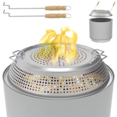 Imagem de GLOWYE Protetor Contra Faíscas Para Fogueira De Fogão Solo - Tela Protetora Contra Faíscas De Aço Inoxidável Para Festa Ao Ar Livre No Quintal, Protetor Para Fogueira De Fogão Solo Com Dois Bastões