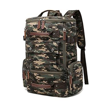 Imagem de Mochila de lona vintage para homens bolsas de viagem mochila de grande capacidade para homens mochilas para laptop(Green)