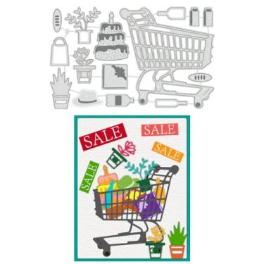Imagem de BENECREAT Matrizes de corte de metal para carrinho de compras, molde de aço carbono, estênceis para álbum de fotos faça você mesmo, moldes decorativos em relevo, 10 x 15 cm