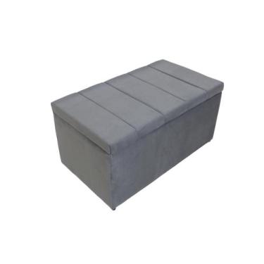 Imagem de Puff Baú Infantil (Solteiro) 90x50x45cm Na cor Cinza No Tecido Veludo 