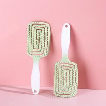 Imagem de Gradiente Cor Oco Massagem Pente Desembaraçador Cabelo Molhado Cacheado Escovas Pente Casa Mulheres Ferramentas de Estilo de Cabelo(02)