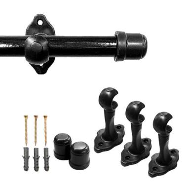 Imagem de Kit Varão Para Cortina 2,00 Metros Em Madeira Maciça Kit Completo Para