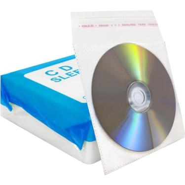 Imagem de RICHEN CD/DVD/BluRay Mangas, refil de plástico de dupla face para CD e DVD de armazenamento, pacote com 100, Branco