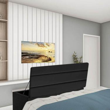 Imagem de Calçadeira Baú Recamier Estofada Cama King 190cm Argentina Suede Preto