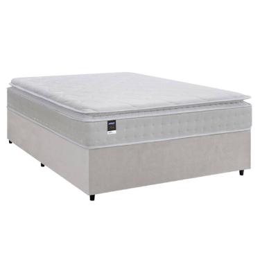 Imagem de Cama Box Casal Colchão Molas Ensacadas Gazin Com Pillow Tower New 138x188x73cm Branco