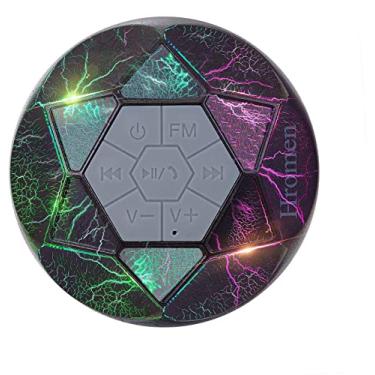 Imagem de HROMEN Alto-falante Bluetooth de 6 pontos, alto-falante de chuveiro portátil sem fio à prova d'água, som HD, TWS, 1000 mAH, ventosa e compatível com smartphones, luz RGB interna, preto