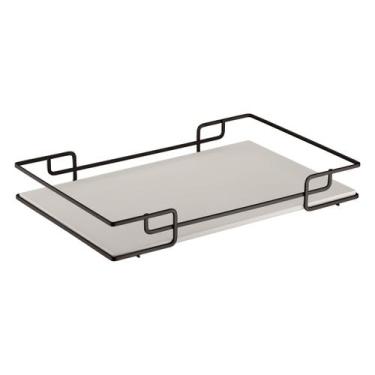 Imagem de Bandeja Multiuso Hara Luana Tampo material sintético Bege 37x57 Cm, Pr