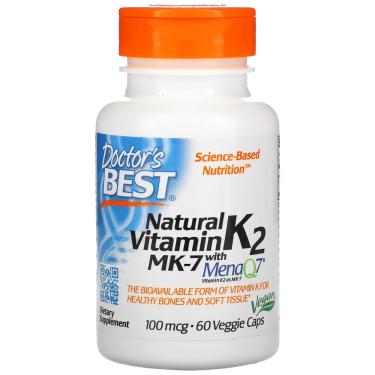 Imagem de Vitamina K2 MK-7 100mcg 60 Cápsulas Veganas Doctor's Best, Vitamin k-2 MK7 100 mg importada e original USa, importado, ossos e dentes fortes, usa, imp