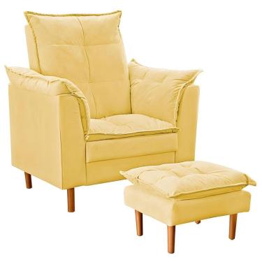 Imagem de Poltrona Decorativa Sala De Estar Quarto Leitura Paris Suede Amarelo