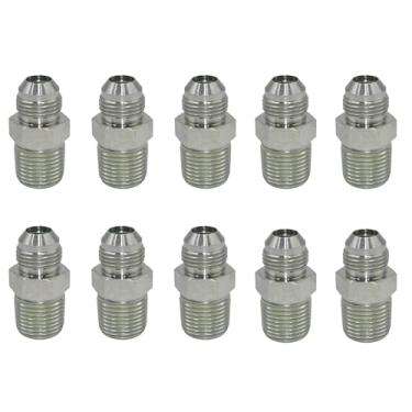 Imagem de 10 PACOTES 1/5.1 cm JIC 37 macho x 1/5.1 cm NPT macho tubo adaptador hidráulico tubo tubo alargado conector de tubo de encaixe L-2404-08-08