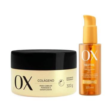 Imagem de Kit Máscara Tratamento OX Colágeno 300g Mais Óleo Capilar OX Nutritivo