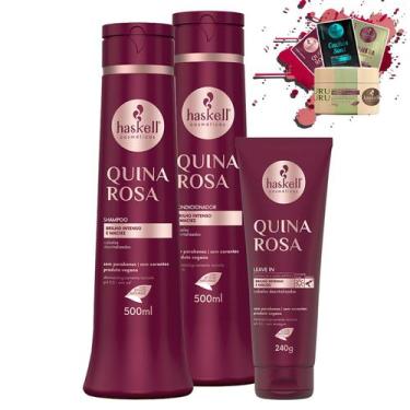 Imagem de Kit Haskell Quina Rosa Sh Cond 500ml Leave-in 240g