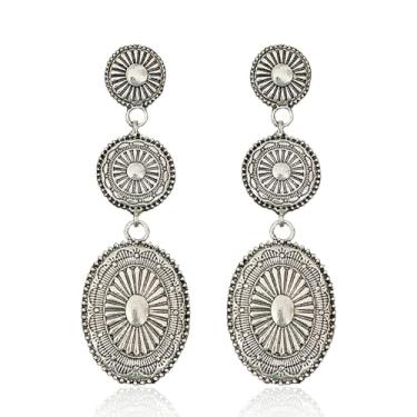 Imagem de Brincos femininos Western Jewelry com pingente de turquesa, prata, acessórios de argola, roupa de concerto, bijuteria, Zinco, Sem pedra preciosa